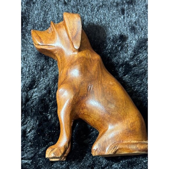 Hand-Carved Wooden Dog Figurine For Home Decor 5"Tall - Picture 5 of 8